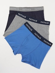 FatFace Blue/Grey Classic Cotton Boxer 3 Pack - Image 2 of 6