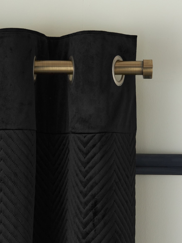 Black Madison Blackout/Thermal Eyelet Curtains - Image 4 of 5