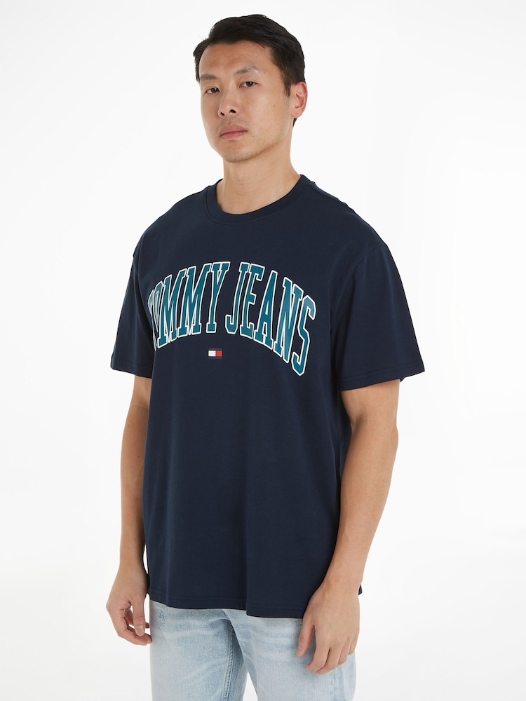 Tommy Jeans Blue Varsity T-Shirt - Image 1 of 6 Tommy Jeans Blue Varsity T-Shirt - Image 1 of 6