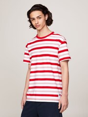 Tommy Jeans Red Stripe 100% Cotton T-Shirt - Image 1 of 6