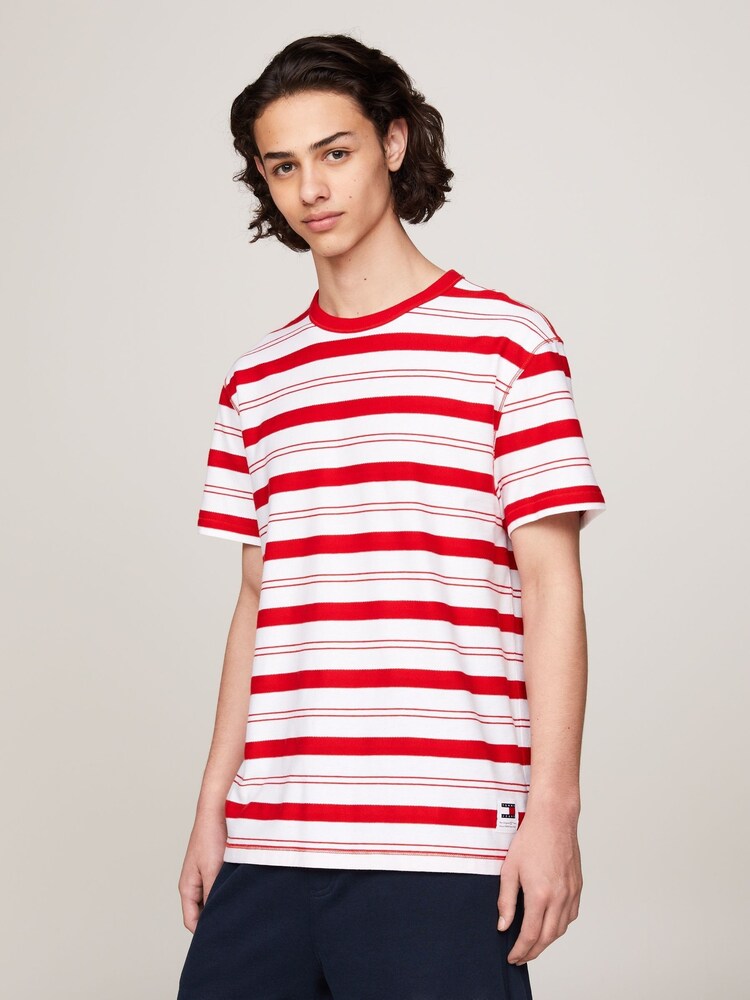 Tommy Jeans Red Stripe 100% Cotton T-Shirt - Image 1 of 6