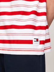 Tommy Jeans Red Stripe 100% Cotton T-Shirt - Image 4 of 6