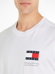 Tommy Jeans White Slim Essential Flag 100% Cotton T-Shirt - Image 3 of 6
