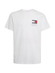 Tommy Jeans White Slim Essential Flag 100% Cotton T-Shirt - Image 4 of 6