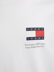Tommy Jeans White Slim Essential Flag 100% Cotton T-Shirt - Image 6 of 6