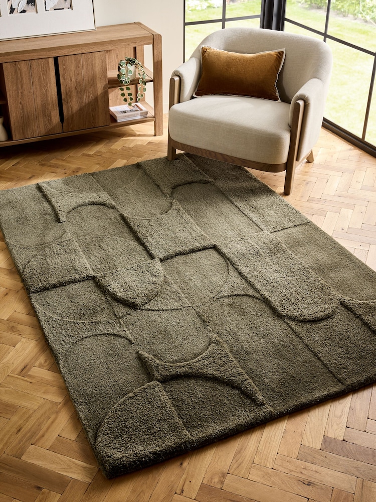 Moss Green Lustrous Cut Shapes Rug - Image 1 of 6