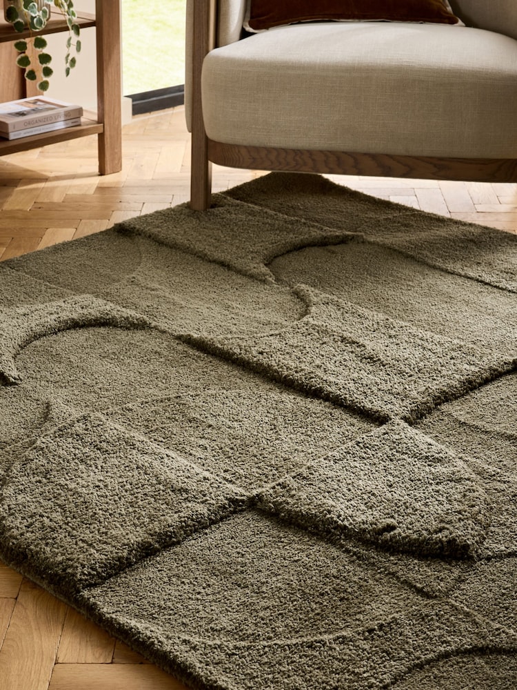 Moss Green Lustrous Cut Shapes Rug - Image 2 of 6