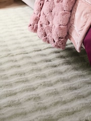 Ivory Textured Plush Faux Fur Rug - Image 3 of 6