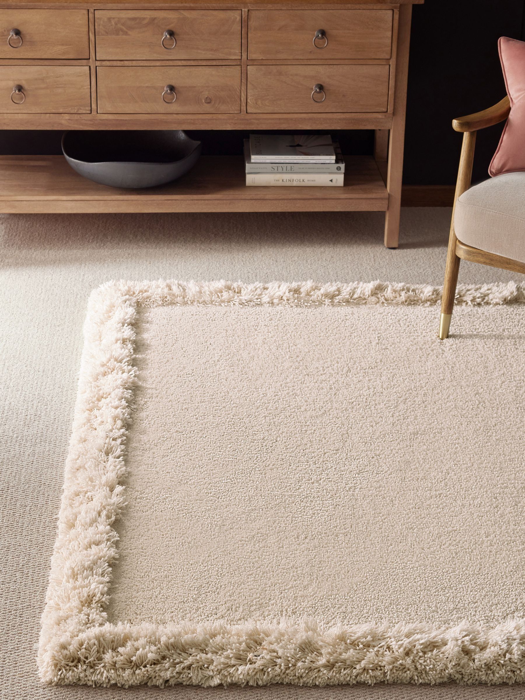 Buy Ivory Fluffy Border Rug from the Next UK online shop