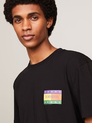 Tommy Jeans Black Summer Flag 100% Cotton T-Shirt - Image 3 of 5