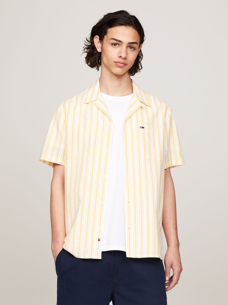 Tommy Jeans Yellow Stripe Linen Shirt - Image 1 of 6