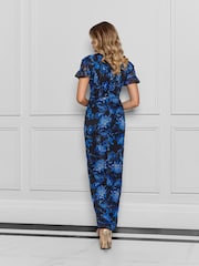 Sistaglam Black Maxi Floral Angel Sleeve Chiffon Dress With High Split - Image 4 of 4