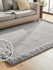 Mid Grey Fluffy Border Rug - Image 1 of 5