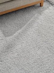 Mid Grey Fluffy Border Rug - Image 3 of 5