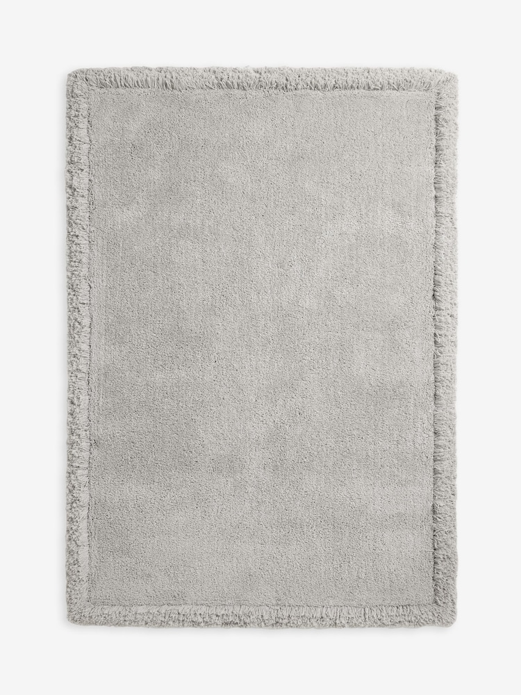 Mid Grey Fluffy Border Rug - Image 5 of 5