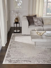 Greige Abstract Border Rug - Image 1 of 6