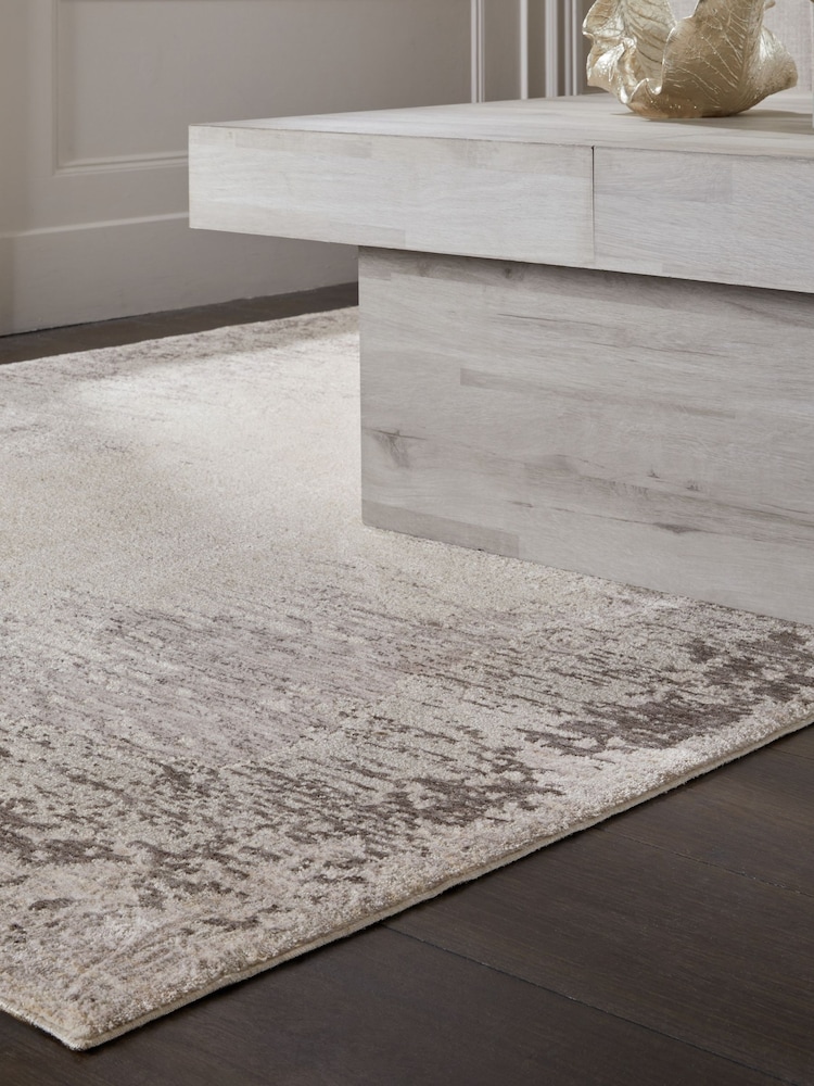 Greige Abstract Border Rug - Image 2 of 6