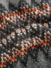 Grey Zip Neck Regular Fit Fairisle Pattern Jumper with Wool - Image 4 of 8
