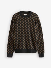 Black/Gold Tree Regular Fit Christmas Crew Neck Jumper - Image 5 of 7