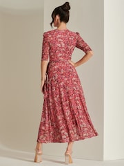 Jolie Moi Pink Daliyah Wrap Front Mesh Maxi Dress - Image 2 of 6