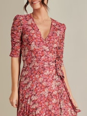 Jolie Moi Pink Daliyah Wrap Front Mesh Maxi Dress - Image 6 of 6