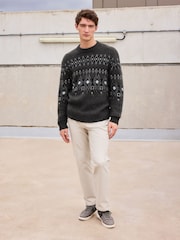 Charcoal Grey Relaxed Fit Brushed Crew Jumper - Image 2 of 7