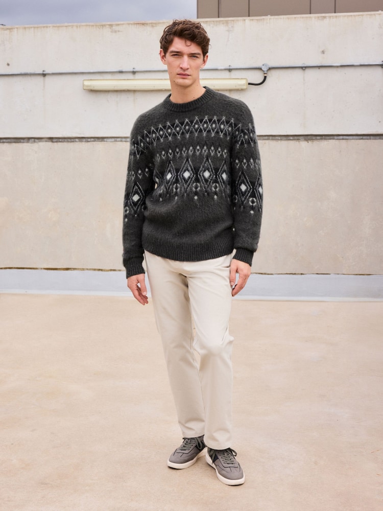 Charcoal Grey Relaxed Fit Brushed Crew Jumper - Image 2 of 7