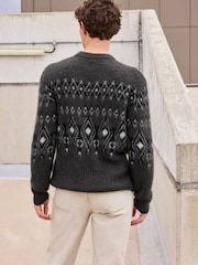 Charcoal Grey Relaxed Fit Brushed Crew Jumper - Image 4 of 7