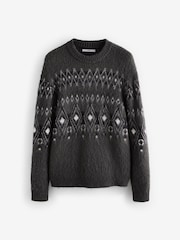Charcoal Grey Relaxed Fit Brushed Crew Jumper - Image 5 of 7
