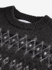 Charcoal Grey Relaxed Fit Brushed Crew Jumper - Image 6 of 7