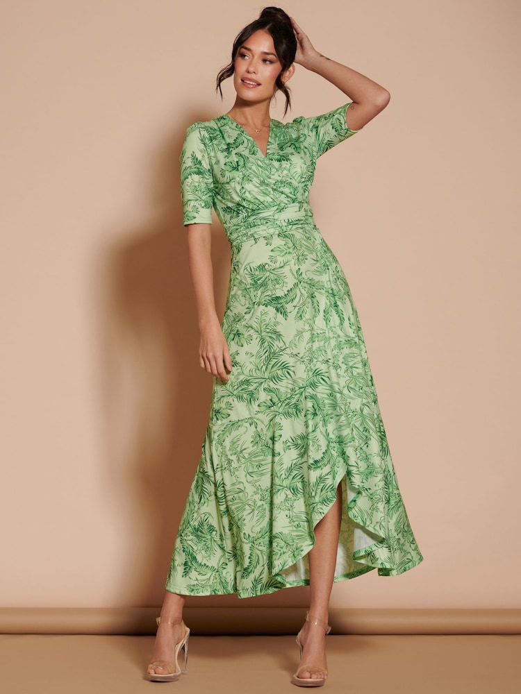 Jolie Moi Green Ruffle Hem Jersey Maxi Dress - Image 1 of 6 Jolie Moi Green Ruffle Hem Jersey Maxi Dress - Image 1 of 6