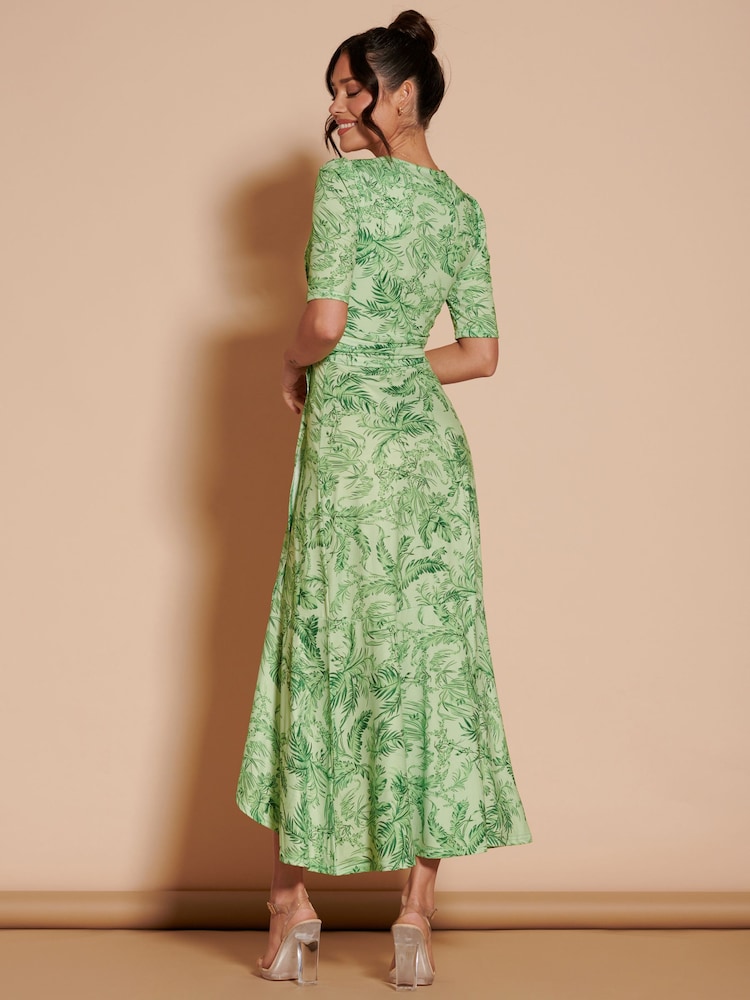 Jolie Moi Green Ruffle Hem Jersey Maxi Dress - Image 2 of 6 Jolie Moi Green Ruffle Hem Jersey Maxi Dress - Image 2 of 6