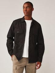 Black Zip Through Shacket Overshirt - Image 1 of 9