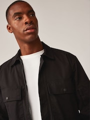 Black Zip Through Shacket Overshirt - Image 4 of 9