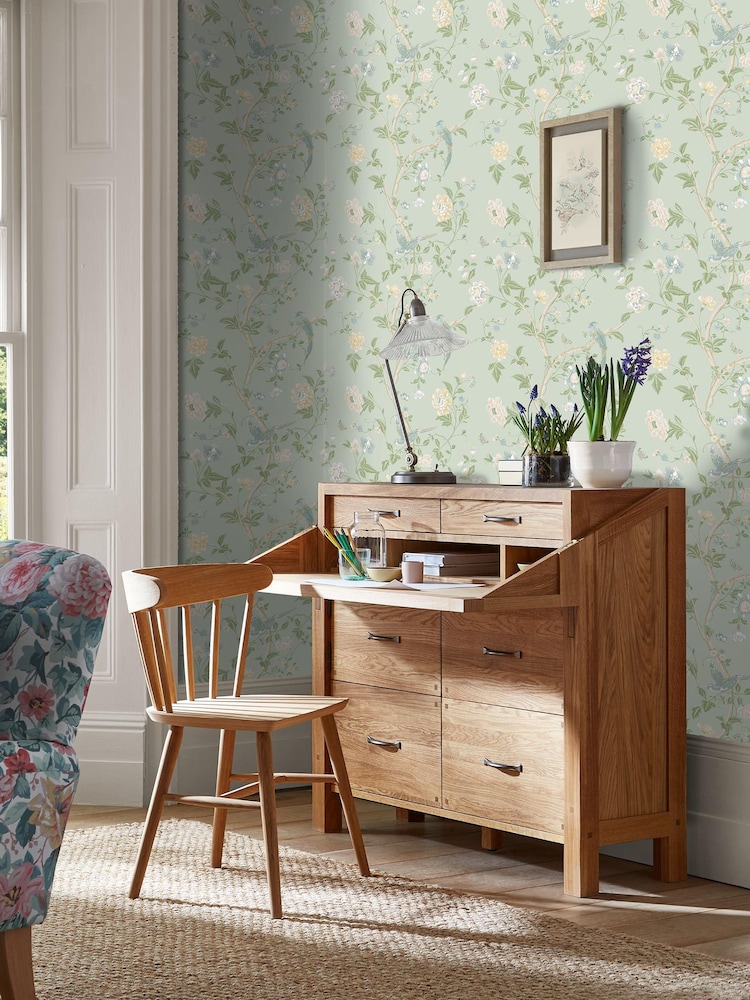 Laura Ashley Green Summer Palace 10M Wallpaper - Image 1 of 4 Laura Ashley Green Summer Palace 10M Wallpaper - Image 1 of 4