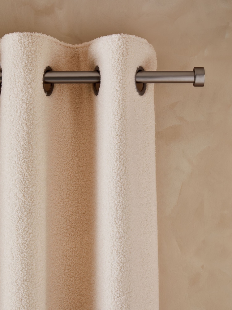 Natural Cosy Borg Eyelet Lined Curtains - Image 1 of 5