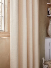 Natural Cosy Borg Eyelet Lined Curtains - Image 3 of 5