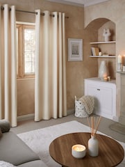 Natural Cosy Borg Eyelet Lined Curtains - Image 4 of 5