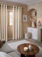 Natural Cosy Borg Eyelet Lined Curtains - Image 5 of 5