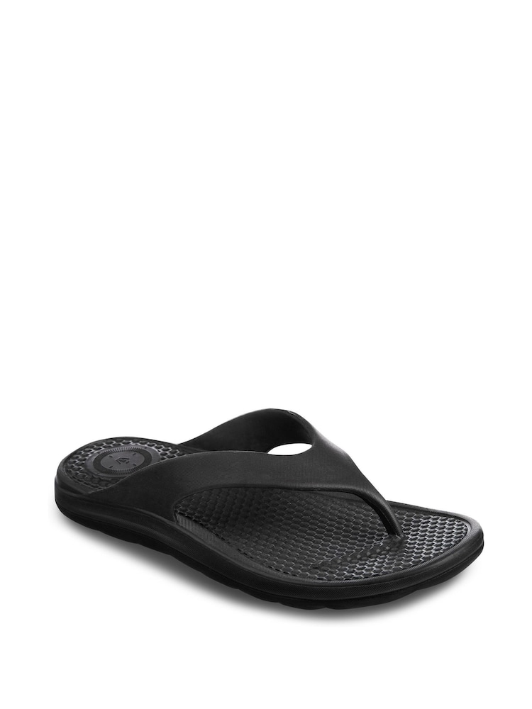 Totes Black Bounce Toe Post Mens Sandals - Image 2 of 5
