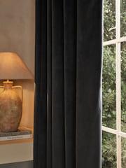 Grey Dark Charcoal Matte Velvet Super Thermal Curtains - Image 4 of 5