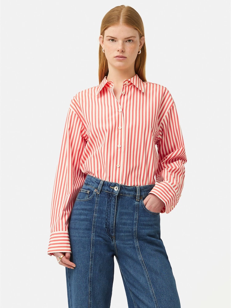 Jigsaw Cotton Poplin Stripe Shirt - Image 1 of 7 Jigsaw Cotton Poplin Stripe Shirt - Image 1 of 7