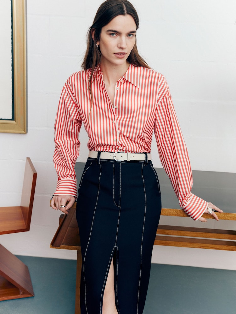Jigsaw Cotton Poplin Stripe Shirt - Image 2 of 7