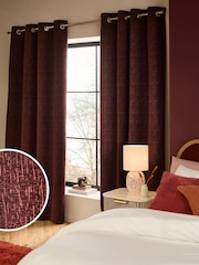 Burgundy Red Heavyweight Chenille Eyelet Blackout/Thermal Curtains - Image 1 of 7