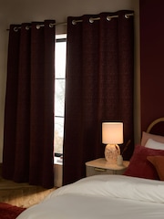 Burgundy Red Heavyweight Chenille Eyelet Blackout/Thermal Curtains - Image 3 of 7