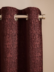Burgundy Red Heavyweight Chenille Eyelet Blackout/Thermal Curtains - Image 7 of 7