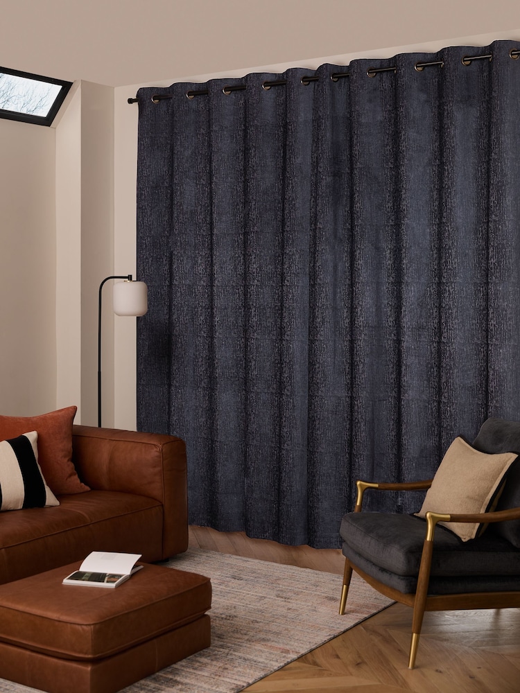 Cortinas de ilhós de chenille pesadas - Imagem 2 de 7