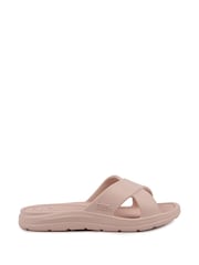 Totes Natural Ladies Bounce Cross Slider Sandals - Image 2 of 5