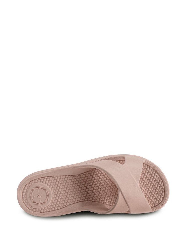Totes Natural Ladies Bounce Cross Slider Sandals - Image 4 of 5