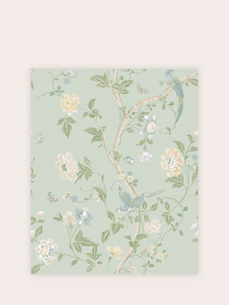 Laura Ashley Green Summer Palace A4 Wallpaper Sample - Image 2 of 4